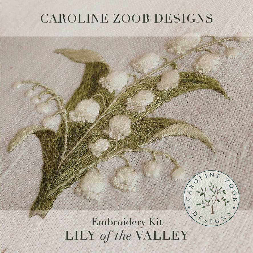 Caroline Zoob mini embroidery kit: Lily of the Valley (USA, CANADA